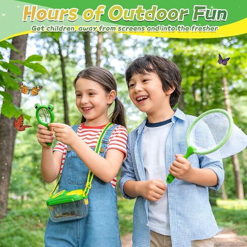 Bug Catcher for Kids, 28 PCS Outdoor Explorer Kit with Magnifier Glass Bug Collector Toy Butterfly Net Catcher Tweezers Insect Cognition Cards Outdoor Toys for Kids Ages 4-8 Boys Girls in Saudi Arabia