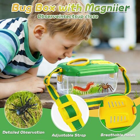 Bug Catcher for Kids, 28 PCS Outdoor Explorer Kit with Magnifier Glass Bug Collector Toy Butterfly Net Catcher Tweezers Insect Cognition Cards Outdoor Toys for Kids Ages 4-8 Boys Girls in Saudi Arabia