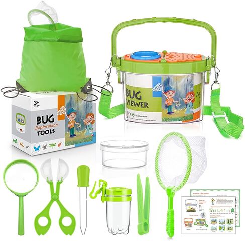 Bug Catcher for Kids - Outdoor Insect Catching Kit with Butterfly Net, Bug Box, and Storage Bag - Non-Toxic Educational Toys for Nature Exploration, for Boys & Girls Ages 3-12 in Saudi Arabia