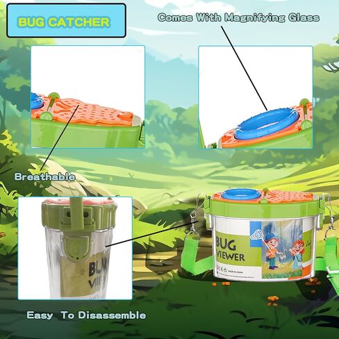 Bug Catcher for Kids - Outdoor Insect Catching Kit with Butterfly Net, Bug Box, and Storage Bag - Non-Toxic Educational Toys for Nature Exploration, for Boys & Girls Ages 3-12 in Saudi Arabia