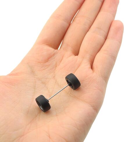 8PCS Toy Car Wheel 10mm Rubber Tyre with Metal Axle Suitable for Trucks Robots DIY Model Toy Components in Saudi Arabia