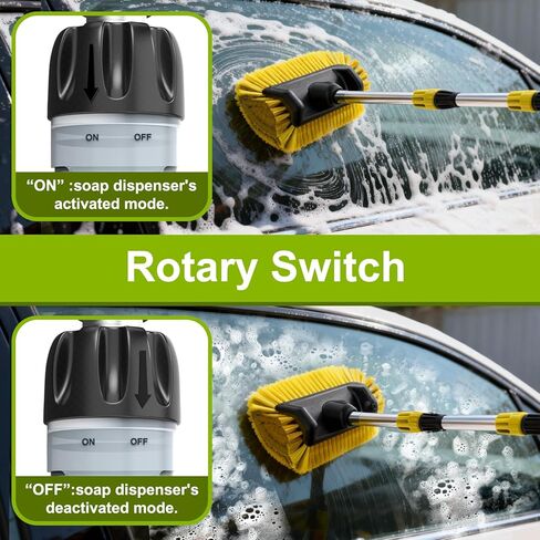 SISUPASSIE 12FT Car Wash Brush with Long Handle, Telescopic Car Wash Brush with Soap Dispenser, 12-Inch Soft Bristle Car Cleaning Brush for Cleaning Car, RV, Truck, Boat, Solar Panels, Yellow in Saudi Arabia