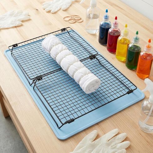 ZZOFSWORM Tie Dye Kit with 2 Adjustable Folding Racks, Non-Slip Silicone Pad & 100 Disposable Gloves | DIY Tie-Dye Supplies for Shirts, Scarves, Bags | Easy Clean, Portable Craft Tool(Blue) in Saudi Arabia
