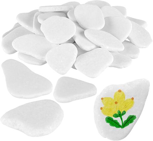 YAUFWUA 40 PCS White Rocks for Painting, 2-3 Inch White Paintable Rocks Natural Flat Painting Rock for Crafts, Arts,DIY Decoration,Paint Activities in Saudi Arabia