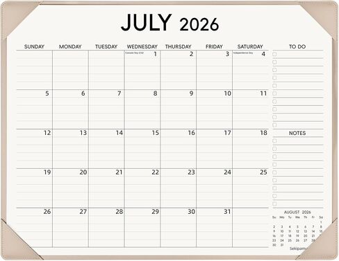 تقويم مكتب 2026-2027 مع حصيرة مكتب - من يوليو 2026 إلى ديسمبر 2027، تقويم لوحة مكتب كبير مقاس 22 بوصة × 17 بوصة، تقويم سطح مكتب كبير شهري لمدرسة المكتب المنزلي (مشمش) in Kuwait
