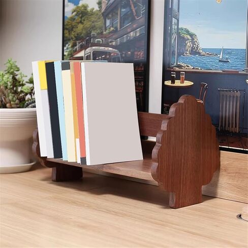 Bookcase Desk Bookshelf Retro Black Walnut Tabletop Book Display Organizer for Home Office Modern in Saudi Arabia