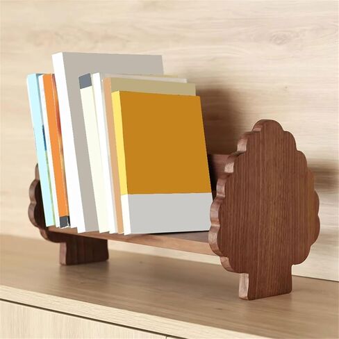 Bookcase Desk Bookshelf Retro Black Walnut Tabletop Book Display Organizer for Home Office Modern in Saudi Arabia