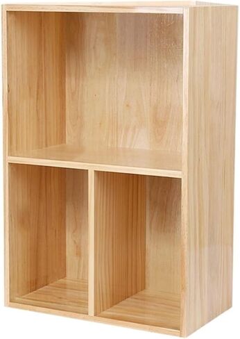 Bookcase Three Compartment Open Simple Office Bookshelf Multipurpose Wooden Tabletop Storage Rack Modern in Saudi Arabia