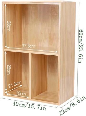 Bookcase Three Compartment Open Simple Office Bookshelf Multipurpose Wooden Tabletop Storage Rack Modern in Saudi Arabia