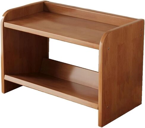 Bookcase Desk Open 2-Tier Bookshelf Density Board and Bamboo Storage Rack for Home Kitchen Office Modern(Small) in Saudi Arabia
