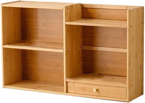 Bookcase Large Capacity Bamboo Bookshelf Tabletop Office Multi-Story Minimalist Storage Rack Modern in Saudi Arabia