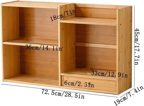 Bookcase Large Capacity Bamboo Bookshelf Tabletop Office Multi-Story Minimalist Storage Rack Modern in Saudi Arabia