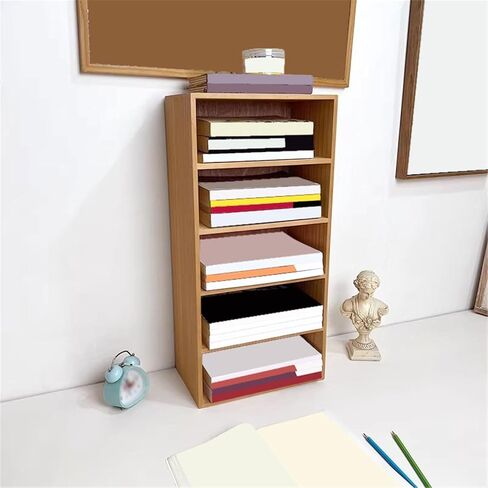 Bookcase Distressed Five Tiers Desk Wooden Bookshelf Retro Storage Rack for Home Office Dormitor Modern in Saudi Arabia