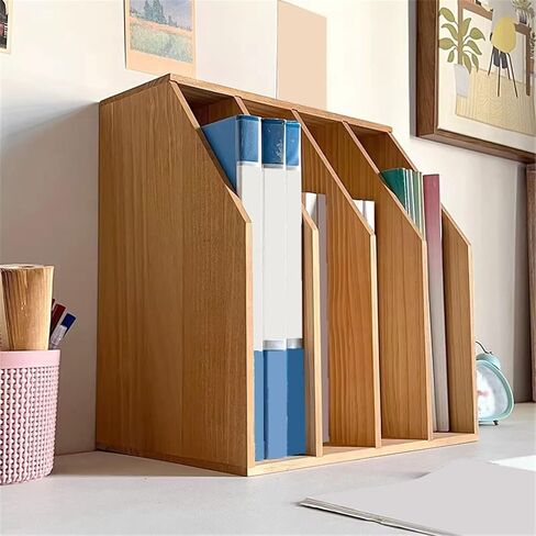 Bookcase Office Retro Documents Storage Rack Home Dormitory Four Tiers Wooden Bookshelf Modern in Saudi Arabia