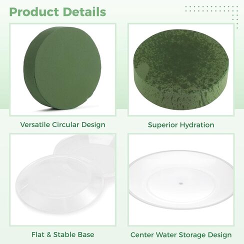 6 Sets Round Wet Floral Foam with Clear Plastic Saucer, 6.5 x 1.6 in Size Green Foam for Flower Arrangements, Centerpiece DIY, Crafts, Wedding & Party in Saudi Arabia