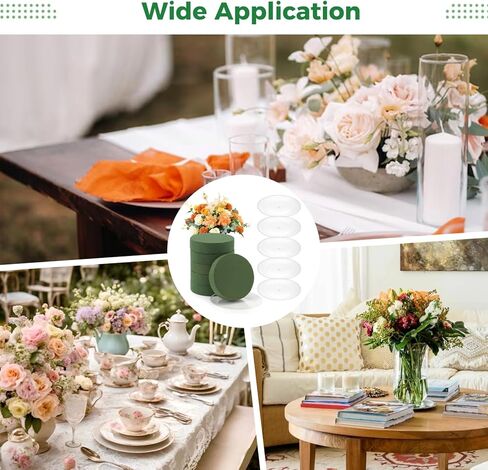 6 Sets Round Wet Floral Foam with Clear Plastic Saucer, 6.5 x 1.6 in Size Green Foam for Flower Arrangements, Centerpiece DIY, Crafts, Wedding & Party in Saudi Arabia