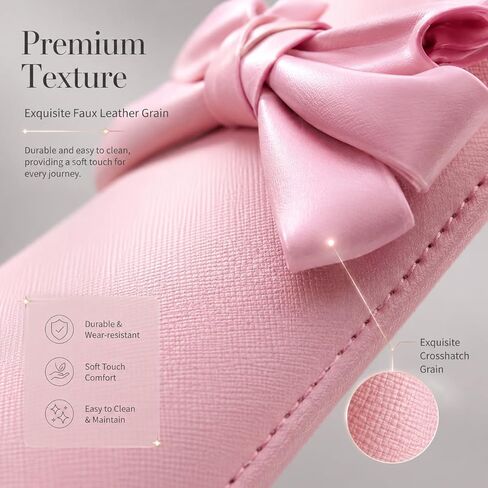 Car Seat Belt Cover with Decorative Bow, 3 Color Options in Pink, White and Black, Soft Plush Shoulder Pad Protectors for Vehicle Safety Comfort (Pink 2pcs) in Saudi Arabia