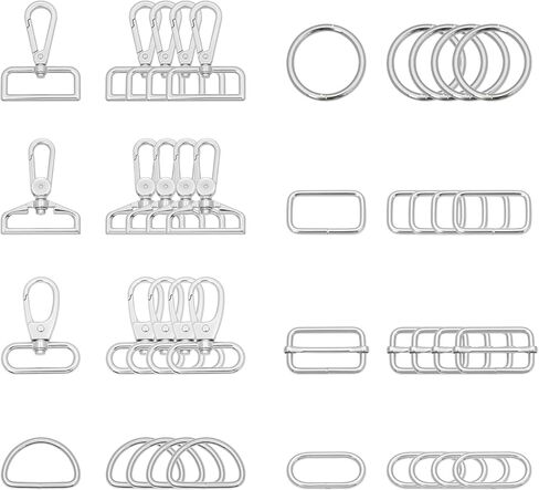 40 Pcs Purse Hardware Metal Swivel Snap Hooks Kit with D O Oval Square Rings Slide Buckles Swivel Clasp Buckle for Bag Making (Gold, 3/4 Inch) in Saudi Arabia