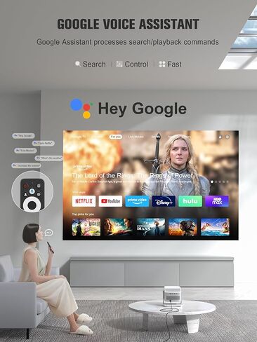 【Official Licensed Google TV】4K Smart Projector with WiFi and Bluetooth, VOPLLS Outdoor Projectors with Dolby/Auto Focus, Portable Movie Phone Wireless Gaming Wifi Proyector for Bedroom/Home/Celling in Saudi Arabia