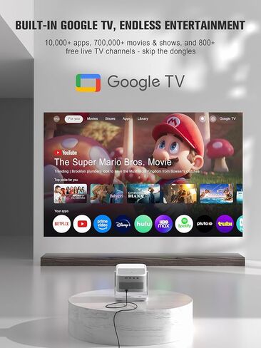 【تلفزيون جوجل مرخص رسميًا】جهاز عرض ذكي 4K مع واي فاي وبلوتوث، أجهزة عرض VOPLLS ​​الخارجية مع دولبي/تركيز تلقائي، هاتف فيلم محمول لاسلكي للألعاب واي فاي بروجيكتور لغرفة النوم/المنزل/الخلية in Kuwait