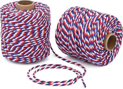 Cotton Twine String,2mm Thick, 164 Feet per Roll, 2 Pack, for Crafts Gift Wrapping Baking Holiday Decor,Red Blue and White in Saudi Arabia