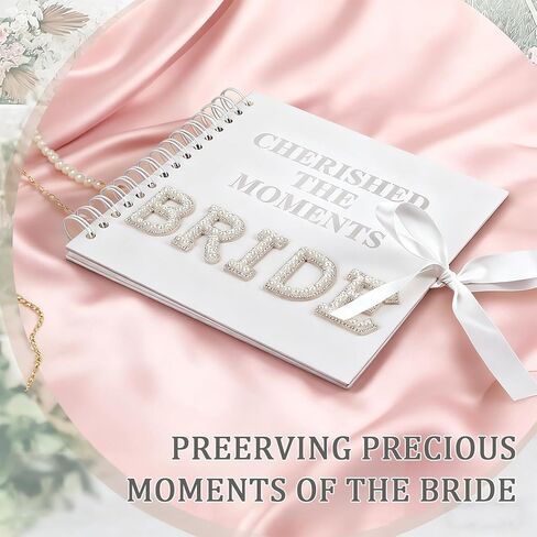Winmist Glimpse 8 x 8 Inch Letters to The Bride Scrapbook Wedding Memory Book Bridal DIY Blank Paper Scrapbook Photo Album Guest Book Sign with Pearl Stickers Bows Metallic Letters in Saudi Arabia