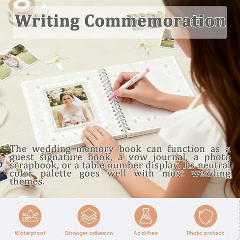 Winmist Glimpse 8 x 8 Inch Letters to The Bride Scrapbook Wedding Memory Book Bridal DIY Blank Paper Scrapbook Photo Album Guest Book Sign with Pearl Stickers Bows Metallic Letters in Saudi Arabia