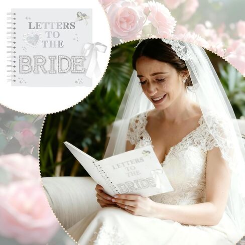 Winmist Glimpse 8 x 8 Inch Letters to The Bride Scrapbook Wedding Memory Book Bridal DIY Blank Paper Scrapbook Photo Album Guest Book Sign with Pearl Stickers Bows Metallic Letters in Saudi Arabia