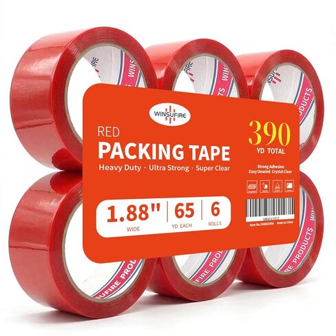 Strong Multicolour PackingTape for Shipping, Moving and Taping up Box, Color Packing Tape,Total 390Y, 1.88 inch x 65 Yards,6 Rolls, Packaging Tape (Red) in Saudi Arabia