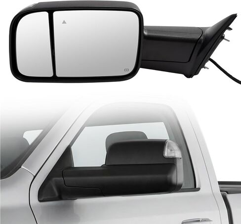 Mirror for 19-22 Ram 2500 3500 & for 19-20 4500 5500 Support Power Glass Adjust Heated Manual Folding/Blind Spot(BSD)/Temp Sensor with Turn Signal,Puddle&Driving Light 15PINS Left Driver Side in Saudi Arabia