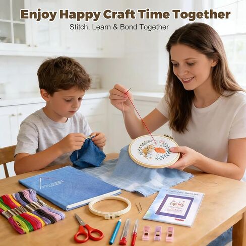 GIFTMISSU Embroidery Stitch Book Kit for Beginners – Portable Fabric Practice Book with Hoop, Threads and Embroidery Tools in Saudi Arabia