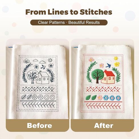 GIFTMISSU Embroidery Stitch Book Kit for Beginners – Portable Fabric Practice Book with Hoop, Threads and Embroidery Tools in Saudi Arabia