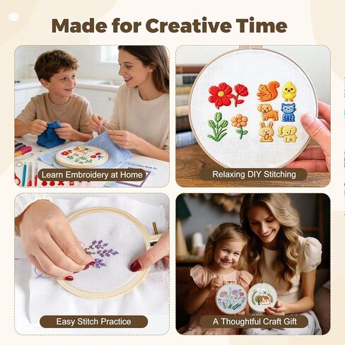GIFTMISSU Embroidery Stitch Book Kit for Beginners – Portable Fabric Practice Book with Hoop, Threads and Embroidery Tools in Saudi Arabia