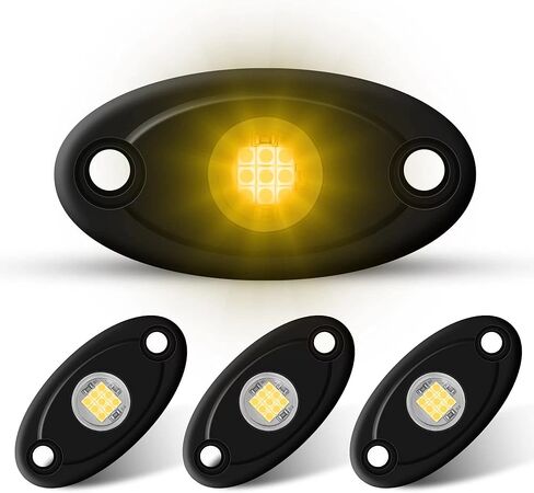 4Pods LED Rock Lights White LED Neon Underglow Light for Car Truck ATV UTV SUV Underbody Glow Trail Rig Lamp Waterproof (White) in Saudi Arabia