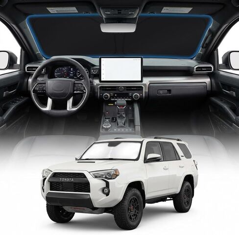 غطاء الزجاج الأمامي لسيارة Toyota 4Runner Sun Shade - ملحقات 4Runner مناسبة حسب الطلب 2010-2023 2024 2025 2026 مظلة شمسية قابلة للطي للحماية من الأشعة فوق البنفسجية وإكسسوارات حاجب الشمس من الحرارة in Kuwait