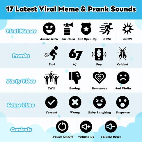 Sound Effects Machine 67 Meme Gifts Funny Gag Buzzers for Trivia Games Show Party Button Board Night Prank Cricket Fart Noise Maker in Saudi Arabia
