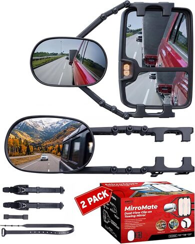 MirroMate Extended Towing Mirrors, Adjustable Clip-On Tow Mirror Extenders with Removable Flexible Extension Arm, Tool-Free Side Mirror Extensions for Trucks, SUVs, RVs, and Trailers in Saudi Arabia