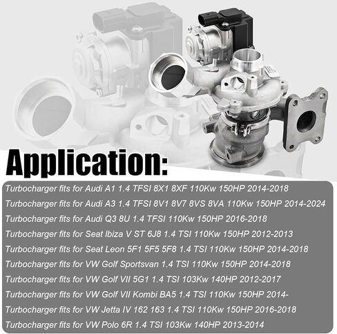 شاحن توربيني RHF3 متوافق مع Volkswagen Jetta 2016-2018، يناسب Audi A3 2014-2017، يناسب Seat Leon 2014-2018 1.4 TSI استبدال # 04E145721BX in Kuwait