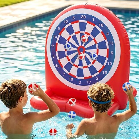 Inflatable Dart Toss Pool Floats - Dart Board Fun Water Games, Swimming Pool Toys, Beach Yard Outdoor Ball Play, Summer Party Pool Floats for Kids Ages 8–12, Indoor/Outdoor Play in Saudi Arabia
