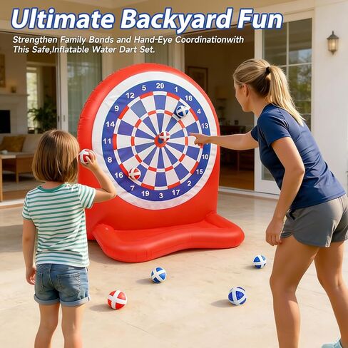 Inflatable Dart Toss Pool Floats - Dart Board Fun Water Games, Swimming Pool Toys, Beach Yard Outdoor Ball Play, Summer Party Pool Floats for Kids Ages 8–12, Indoor/Outdoor Play in Saudi Arabia