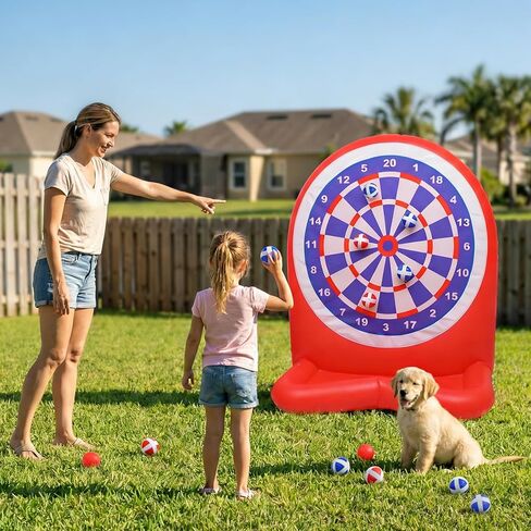 Inflatable Dart Toss Pool Floats - Dart Board Fun Water Games, Swimming Pool Toys, Beach Yard Outdoor Ball Play, Summer Party Pool Floats for Kids Ages 8–12, Indoor/Outdoor Play in Saudi Arabia