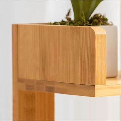 Bookcase Home Staggered Minimalism Tabletop Bamboo Bookshelf Multipurpose Storage Rack with Door Modern in Saudi Arabia
