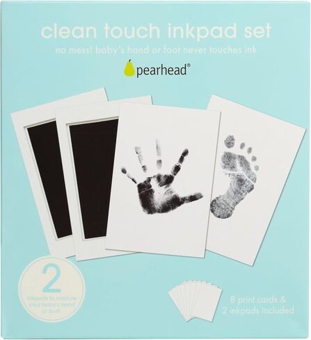 طقم لوحة حبر Pearhead Clean-Touch، عبوتان من مجموعة بصمة اليد وبصمة القدم بدون فوضى، مجموعة هدايا تذكارية لليد وبصمة القدم بدون حبر، تتضمن 8 بطاقات طباعة in Kuwait