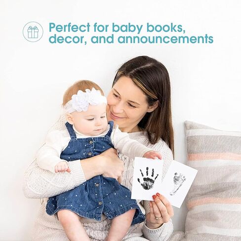 طقم لوحة حبر Pearhead Clean-Touch، عبوتان من مجموعة بصمة اليد وبصمة القدم بدون فوضى، مجموعة هدايا تذكارية لليد وبصمة القدم بدون حبر، تتضمن 8 بطاقات طباعة in Kuwait