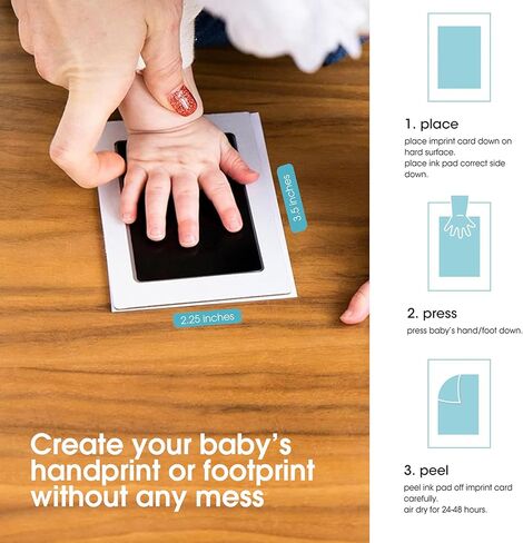 طقم لوحة حبر Pearhead Clean-Touch، عبوتان من مجموعة بصمة اليد وبصمة القدم بدون فوضى، مجموعة هدايا تذكارية لليد وبصمة القدم بدون حبر، تتضمن 8 بطاقات طباعة in Kuwait