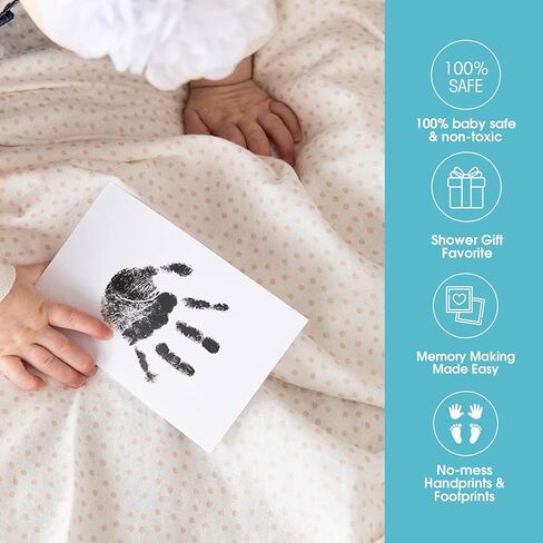 طقم لوحة حبر Pearhead Clean-Touch، عبوتان من مجموعة بصمة اليد وبصمة القدم بدون فوضى، مجموعة هدايا تذكارية لليد وبصمة القدم بدون حبر، تتضمن 8 بطاقات طباعة in Kuwait