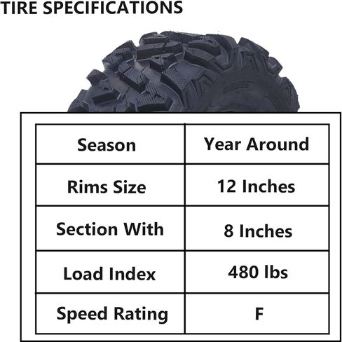 28X8-12 All-Terrain ATV Tires, Tubeless Off-Road and Mud/Trail Tires for ATVs and UTVs, Set of 2 in Saudi Arabia