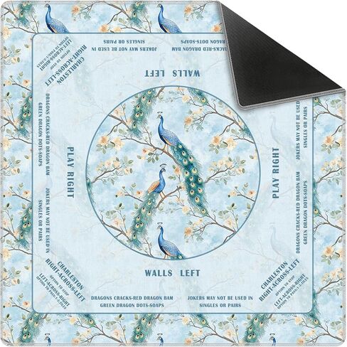 Yellow Floral Bird Chinoiserie Mahjong Mat 31.5 x 31.5 in,Traditional Chinese Flower Non-Slip Noise Reduction Gaming Mat for Table American Mahjong Poker Board Games Card Games Dominoes in Saudi Arabia