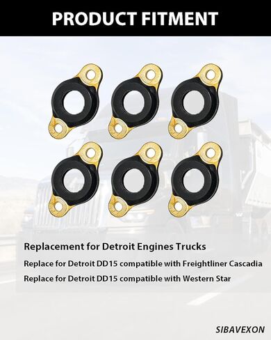 مجموعة أختام خط حاقن الوقود 6 قطع لمحركات ديترويت ديزل DD15 (Freightliner Cascadia، Western Star) - يستبدل OE # A4720780180 A4720780480 in Kuwait