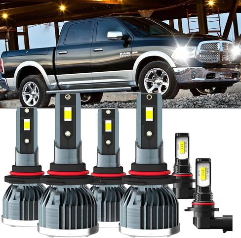 Lights Fit For Dodge Ram 2013-2015 with projector, 9005 High Beam 9012 Low Beam 9145 Fog Light Bulbs, High Power 6500K White Light,Plug & Play, Pack of 6 in Saudi Arabia